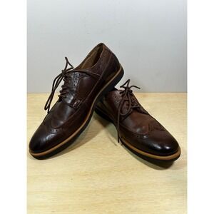 Clarks Mens Dark Brown Leather Wingtip Brogue Derby Dress Shoes US 8M